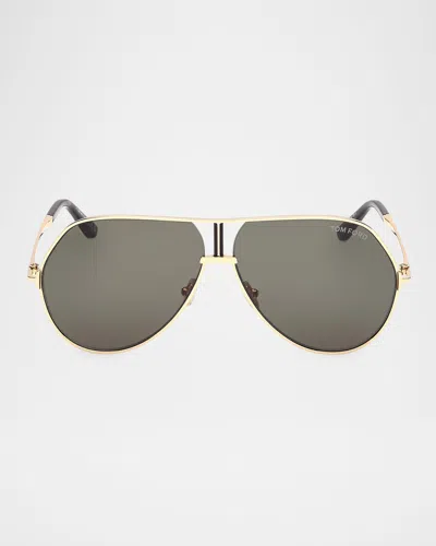 TOM FORD MEN'S RICKIE-02 METAL AVIATOR SUNGLASSES