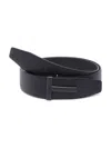 Tom Ford Men's Ridged T Buckle Reversible Leather Belt In Black