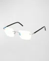 TOM FORD MEN'S RIMLESS RECTANGLE BLUE LIGHT-BLOCKING GLASSES