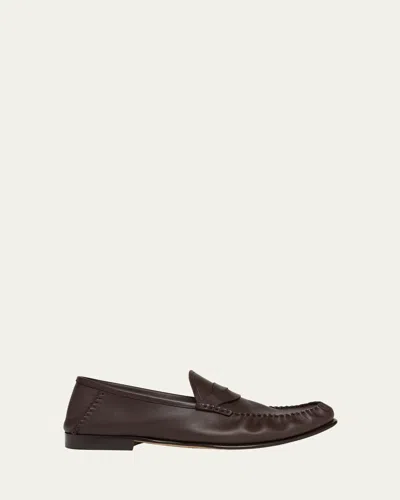 Tom Ford Men's Ripley Leather Twisted-band Penny Loafers In Brown