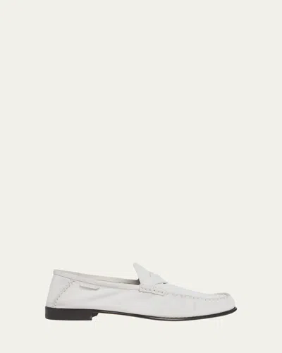 Tom Ford Men's Ripley Suede Twist-strap Loafers In White