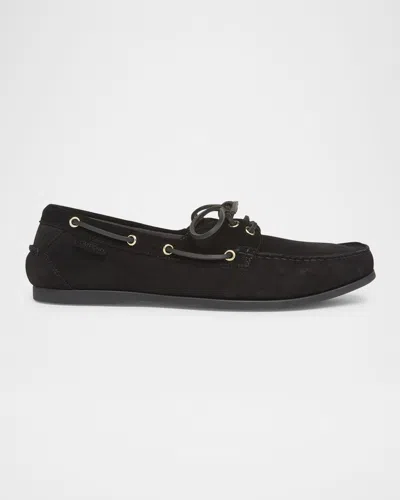 Tom Ford Men's Robin Suede Boat Shoes In Black Amber