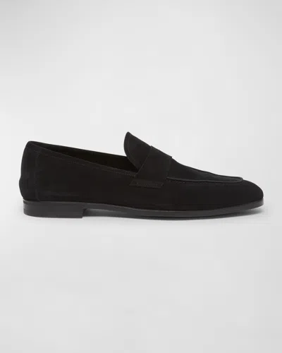 TOM FORD MEN'S SEAN SUEDE PENNY LOAFERS
