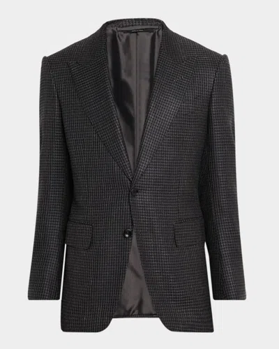 Tom Ford Men's Shelton Herringbone Pied De Poule Single-breasted Sport Coat In Animal Print