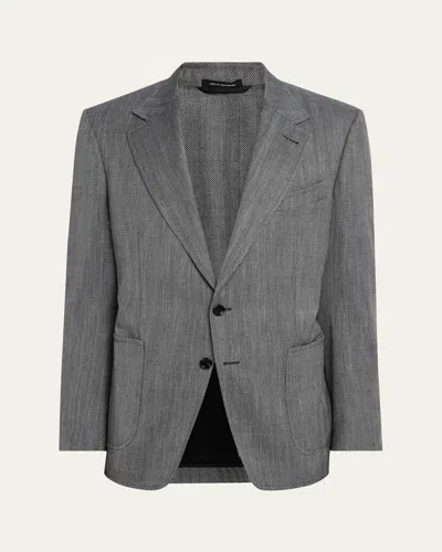 Tom Ford Men's Shelton Herringbone Sport Coat In Grey