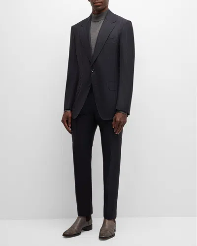 Tom Ford Men's Shelton Herringbone Stripe Suit In Navy