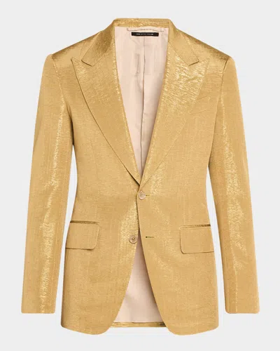 Tom Ford Men's Shelton Metallic Slub Moire Cocktail Jacket In Gold