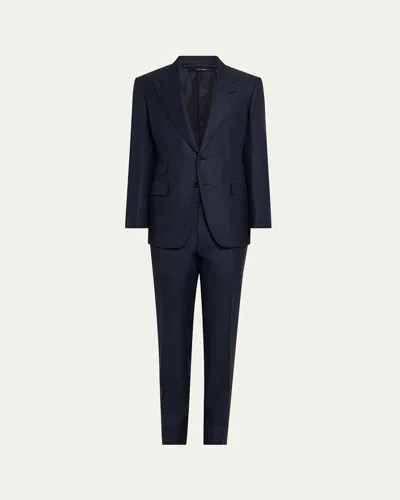 Tom Ford Men's Shelton Mouline Sharkskin Suit In Navy