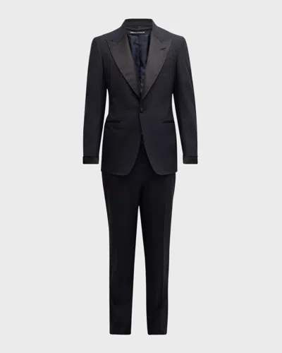 Tom Ford Master Twill Shelton Evening Tuxedo Suit In Black