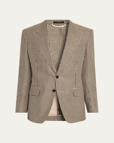 Tom Ford Men's Shelton Pied De Poule Single-breasted Sport Coat In Neutral