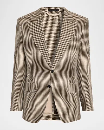 Tom Ford Men's Shelton Pied De Poule Single-breasted Sport Coat In Brown