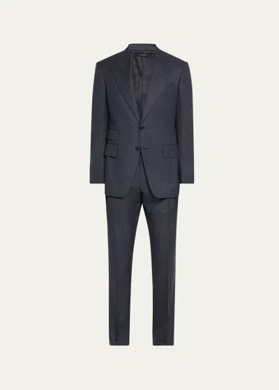 Tom Ford Mens Shelton Prince Of Wales Suit In Navy In Multi