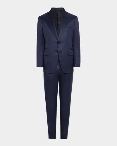 Tom Ford Men's Shelton Silk Twill Suit In Ink Blue