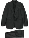 Tom Ford Single-breasted Wool Suit With Buttoned Cuffs In Gray