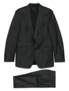 Tom Ford Single-breasted Wool Suit With Buttoned Cuffs In Grey