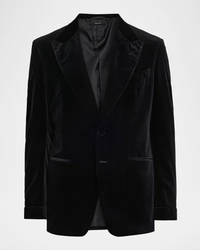 Tom Ford Men's Shelton Velvet Peak Lapel Dinner Jacket In Black