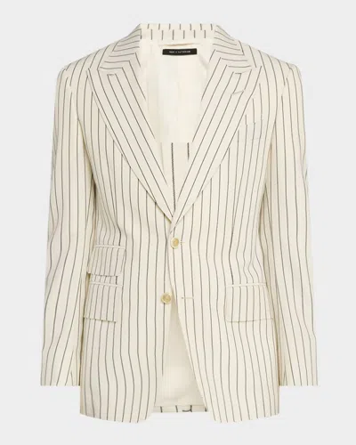 Tom Ford Men's Shelton Wool Pinstripe Suit In Black And White