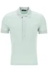 TOM FORD MEN'S SHINY RIBBED KNIT POLO IN GREEN FOR SS24