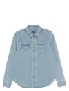 Tom Ford Light Blue Western Panel Shirt With Flap Pockets In Blue