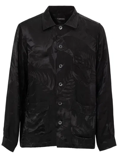 Tom Ford Jacquard Long-sleeved Shirt In Black
