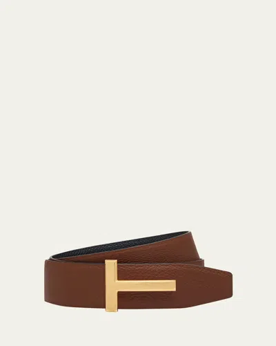 Tom Ford Men's Signature T Leather Belt