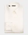 Tom Ford Men's Silk Charmeuse Pleated Dress Shirt In Ivory