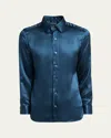 Tom Ford Men's Silk Charmeuse Slim-fit Dress Shirt In Indigo