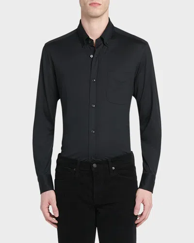 Tom Ford Long-sleeve Jersey Shirt In Blue