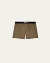 Tom Ford Men's Silk Jacquard Logo Boxers In Fern Green