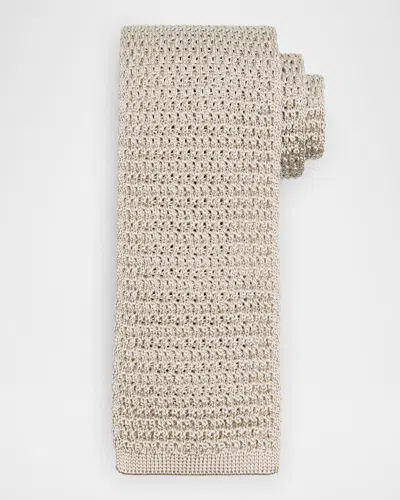Tom Ford Men's Silk Knit Tie In Silver