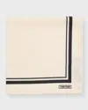 Tom Ford Framed Silk Pocket Square In Off White