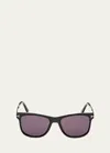 Tom Ford Sinatra Smoke Square Men's Sunglasses Ft1104 01a 53 In Shiny Black Smoke