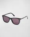 Tom Ford Sinatra Smoke Square Men's Sunglasses Ft1104 01a 53 In Shiny Black Smoke Lenses