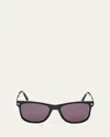 Tom Ford Men's Sinatra Acetate Square Sunglasses In Shiny Black Smoke Lenses