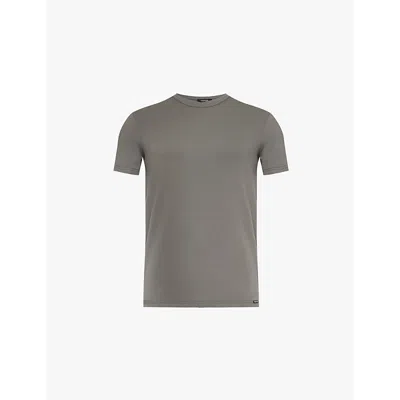 Tom Ford Mens Slate Crewneck Stretch-cotton T-shirt