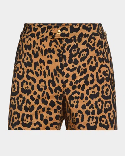Tom Ford Brown And Black Leopard Print High Waisted Swimsuit In Multi