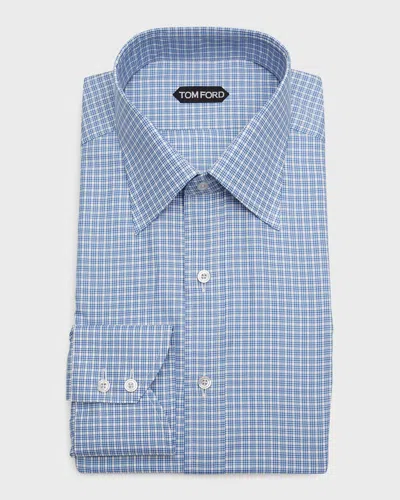 Tom Ford Men's Slim Fit Micro-check Dress Shirt In Combo Blue