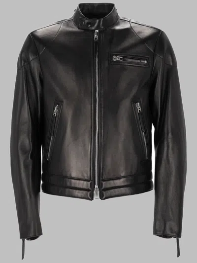 Tom Ford Nappa Leather Biker Jacket In Black