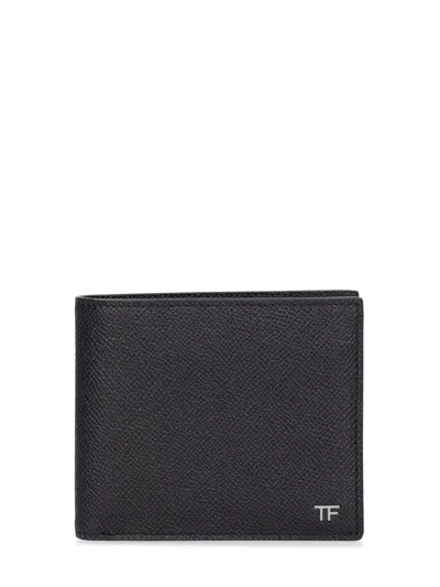Pre-owned Tom Ford Men's Small Black Grain Leather Bifold Wallet