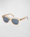 Tom Ford Men's Snowdon Acetate Square Sunglasses In Lbrno/blu
