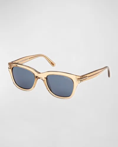 Tom Ford Men's Snowdon Acetate Square Sunglasses In Gold