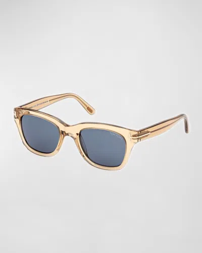 Tom Ford Men's Snowdon Acetate Square Sunglasses In Lbrno/blu