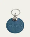 Tom Ford Men's Soft Grain Leather Logo Keyring In Blue