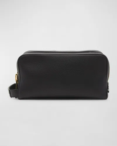 Tom Ford Men's Soft Leather Double-zip Toiletry Bag In Black