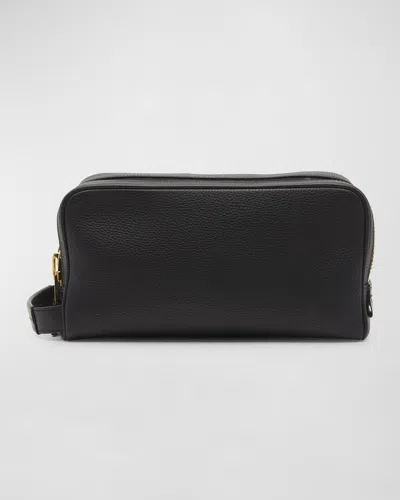 Tom Ford Double-zip Leather Wash Bag In Black