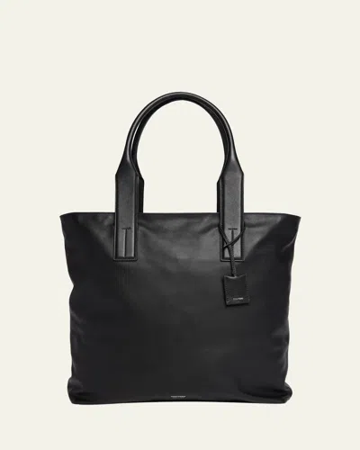 Tom Ford Men's Soft Leather North-south Tote Bag In Black