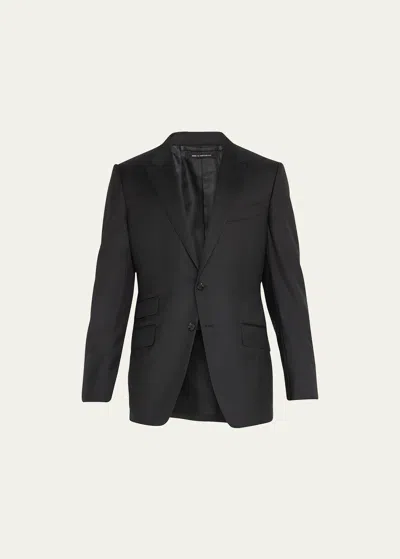 Tom Ford Men's Solid Master Twill Two-piece Suit In Black Solid