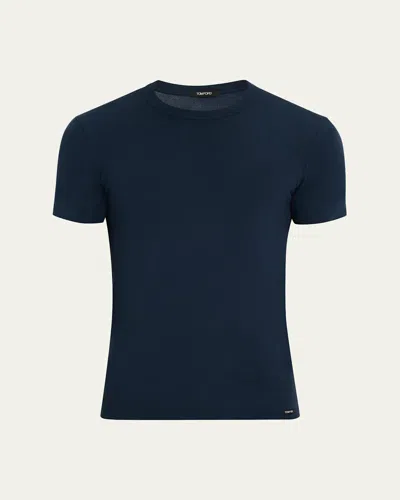 Tom Ford Men's Solid Stretch Jersey T-shirt In Blue