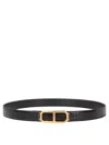 Tom Ford Shiny Printed Goat Stadium T Belt 30 Mm In Black