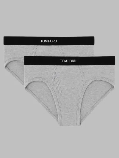 Tom Ford Men's Stretch Cotton Briefs 2-pack In Grey